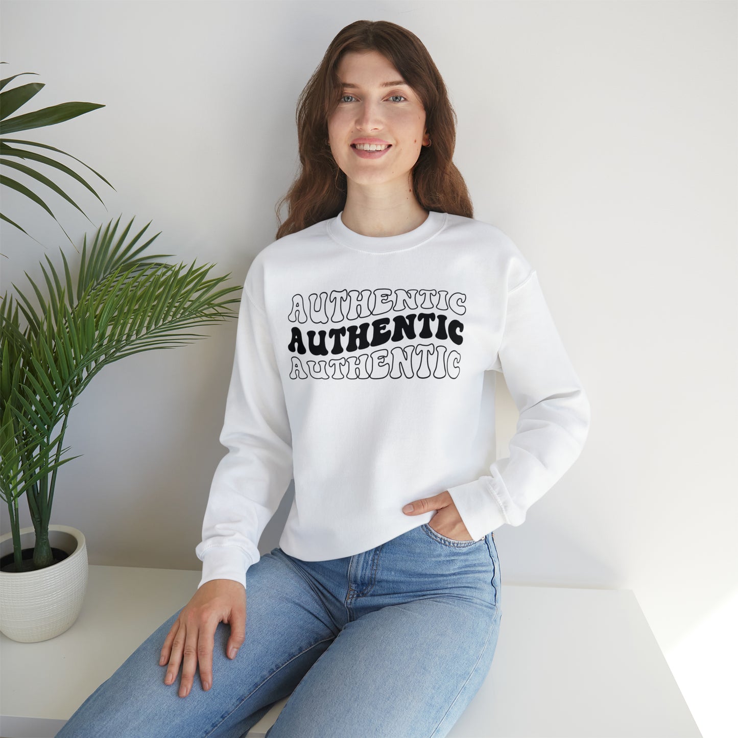 "Authentic" Black Logo Unisex Heavy Blend™ Crewneck Sweatshirt