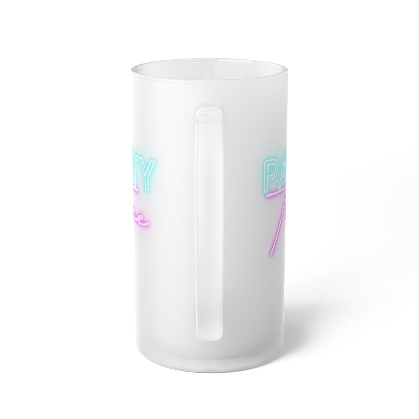 Neon Party Time Frosted Glass Beer Mug