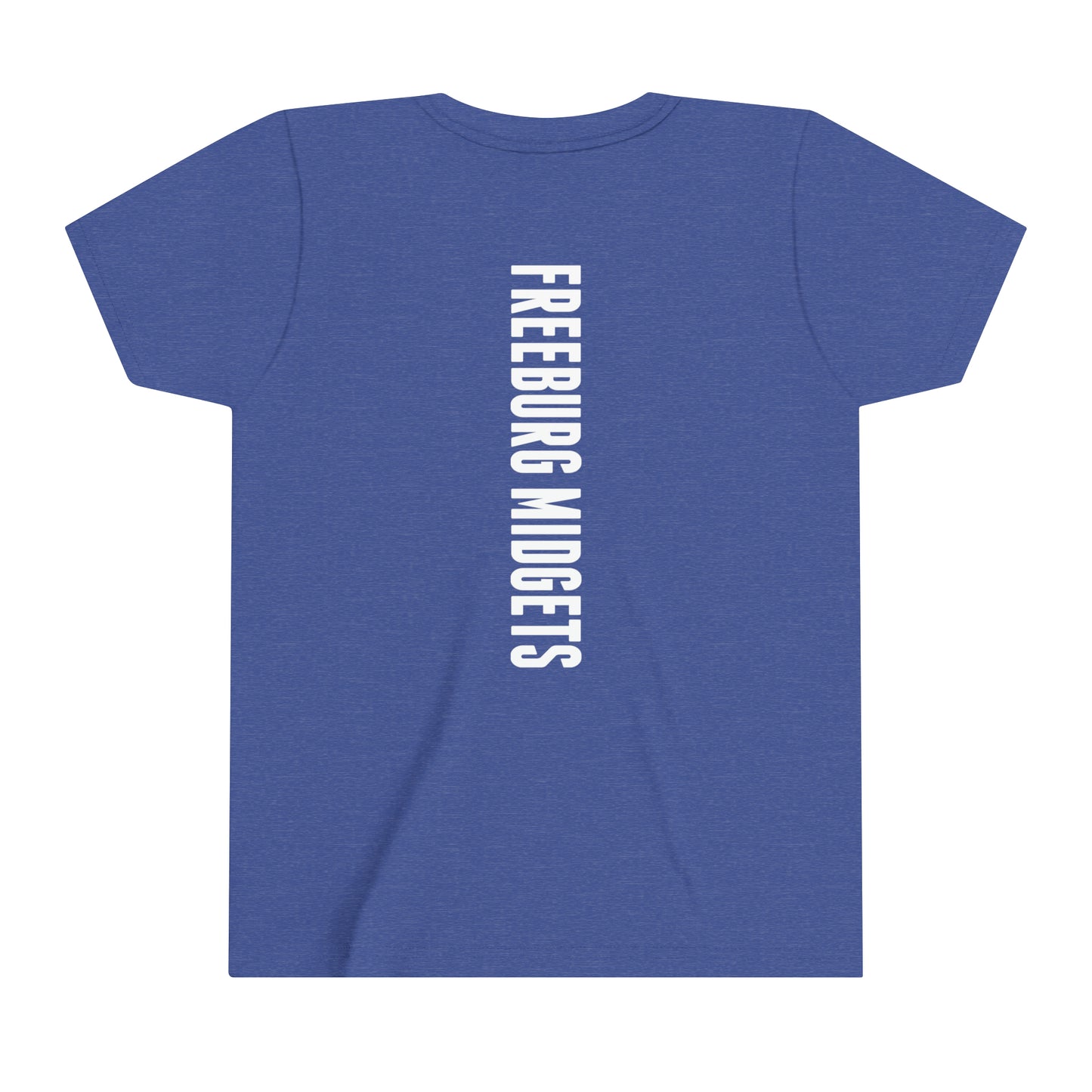 YOUTH - Front and Back Design - Varsity F Vertical Freeburg Midgets Logo - Short Sleeve Tee