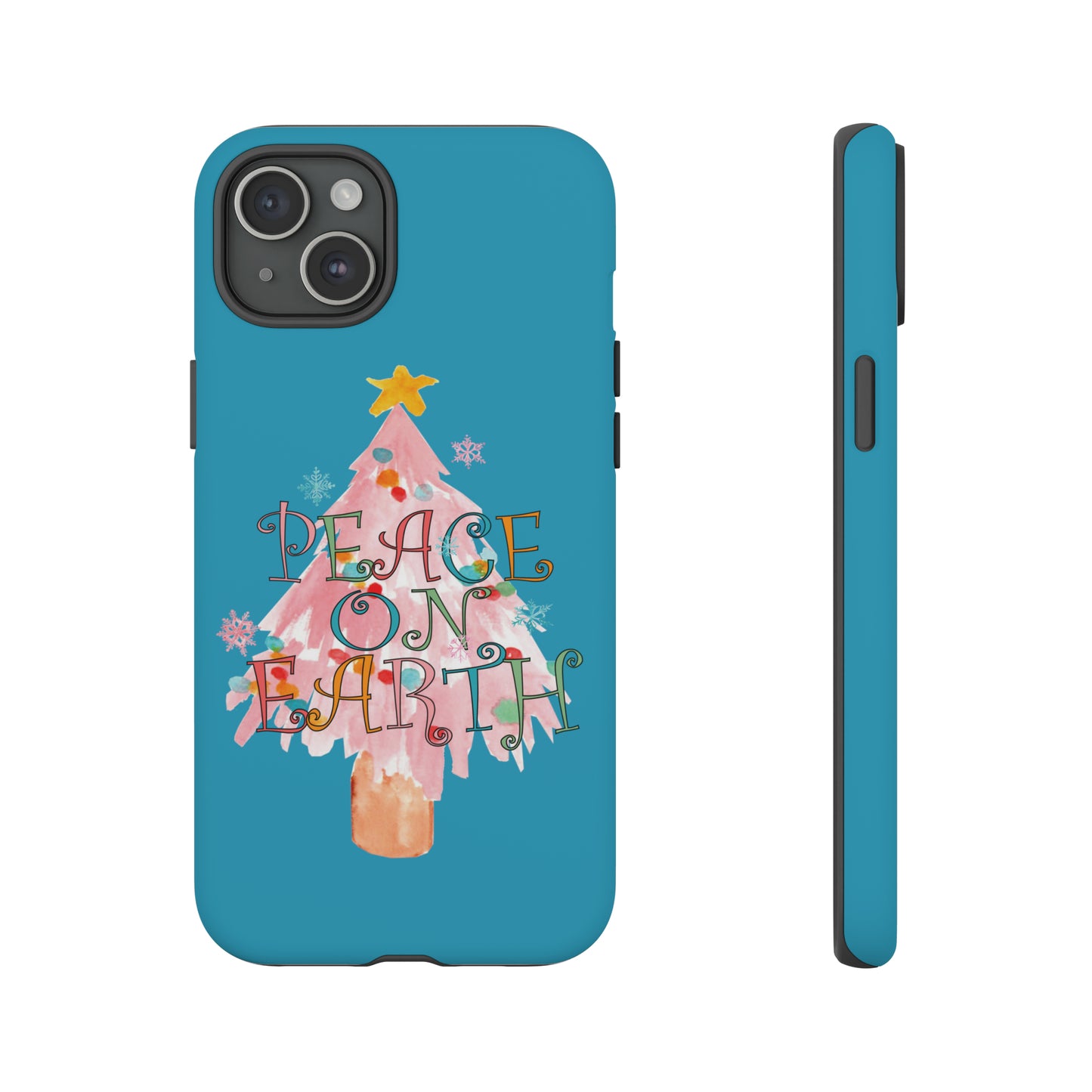 Peace on Earth Christmas/ Holiday Apple iPhone Tough Cases - Turquoise