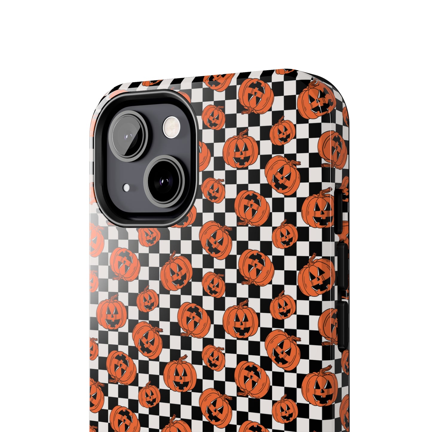 Pumpkin / Jack-O-Lantern Checkerboard Halloween/ Fall Patterned Tough Phone Cases