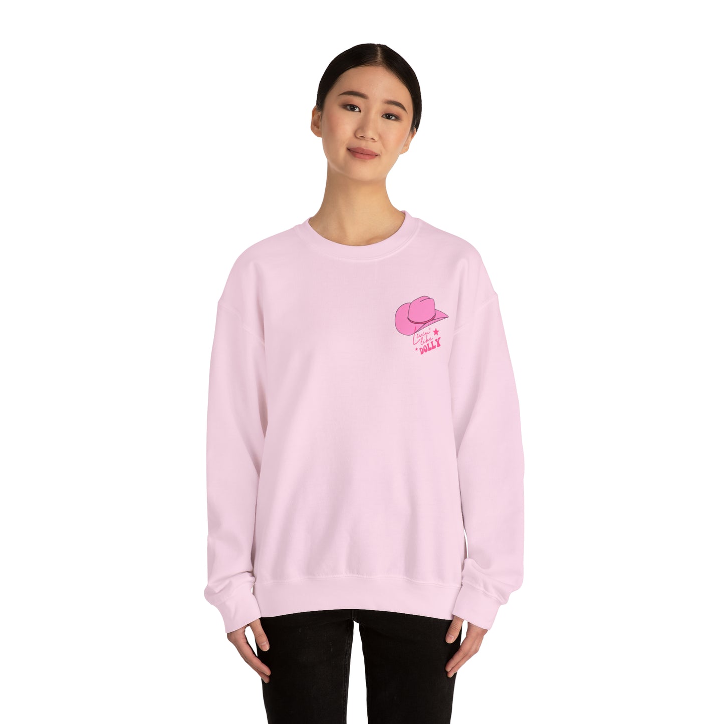 "Living Like Dolly/ What Would Dolly do?" (Front & Back Design) - Unisex Heavy Blend™ Crewneck Sweatshirt