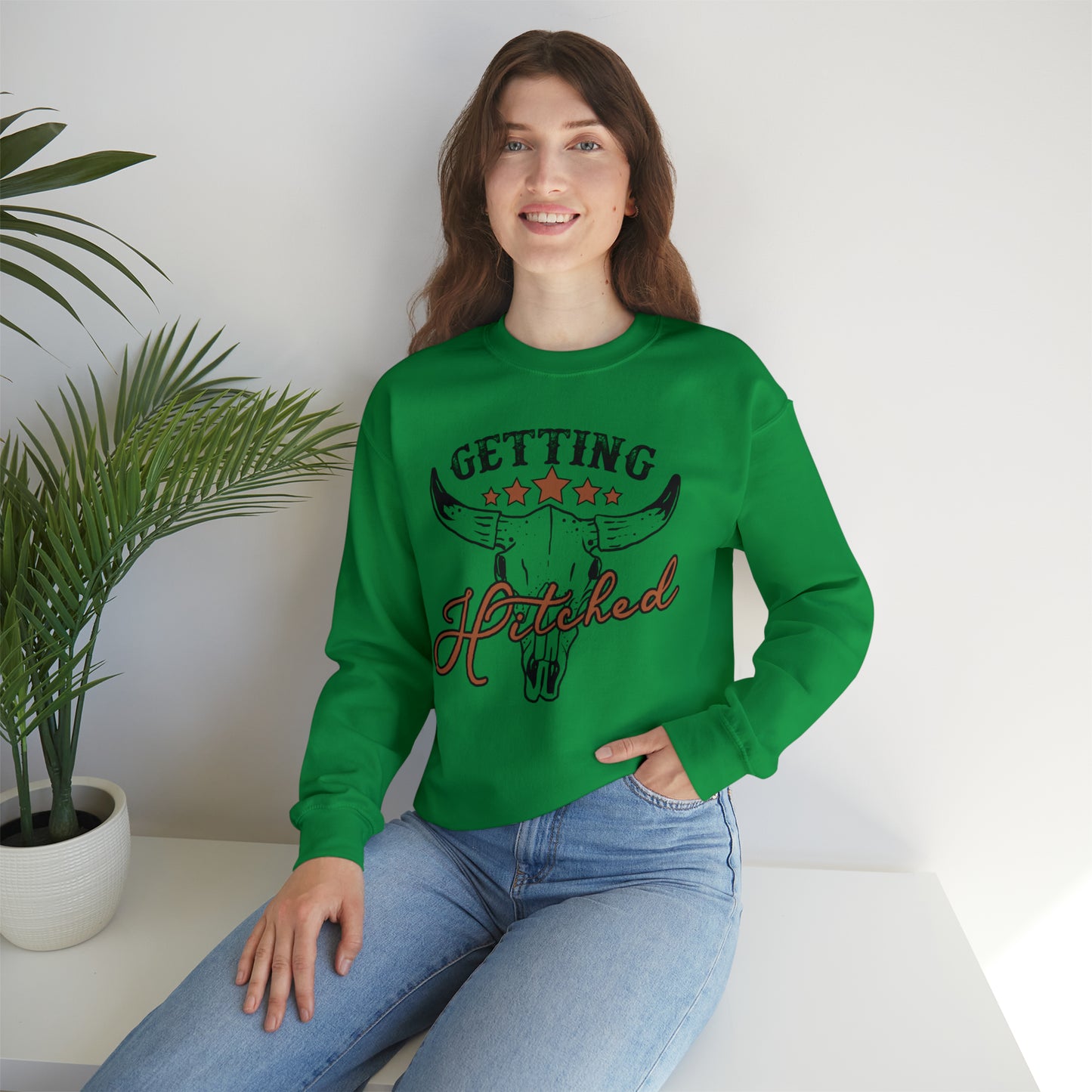 Vintage Getting Hitched Bride Unisex Heavy Blend™ Crewneck Sweatshirt