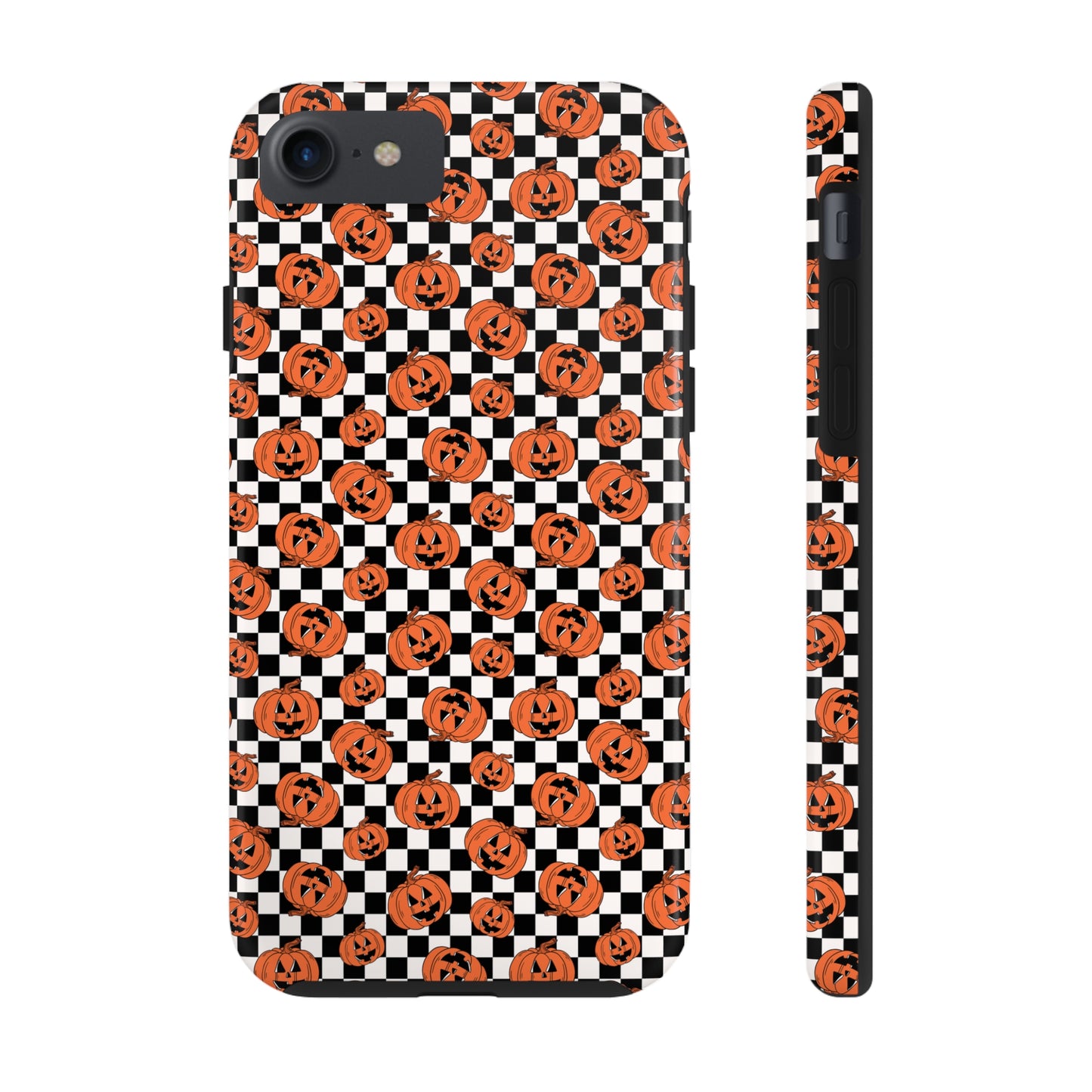 Pumpkin / Jack-O-Lantern Checkerboard Halloween/ Fall Patterned Tough Phone Cases