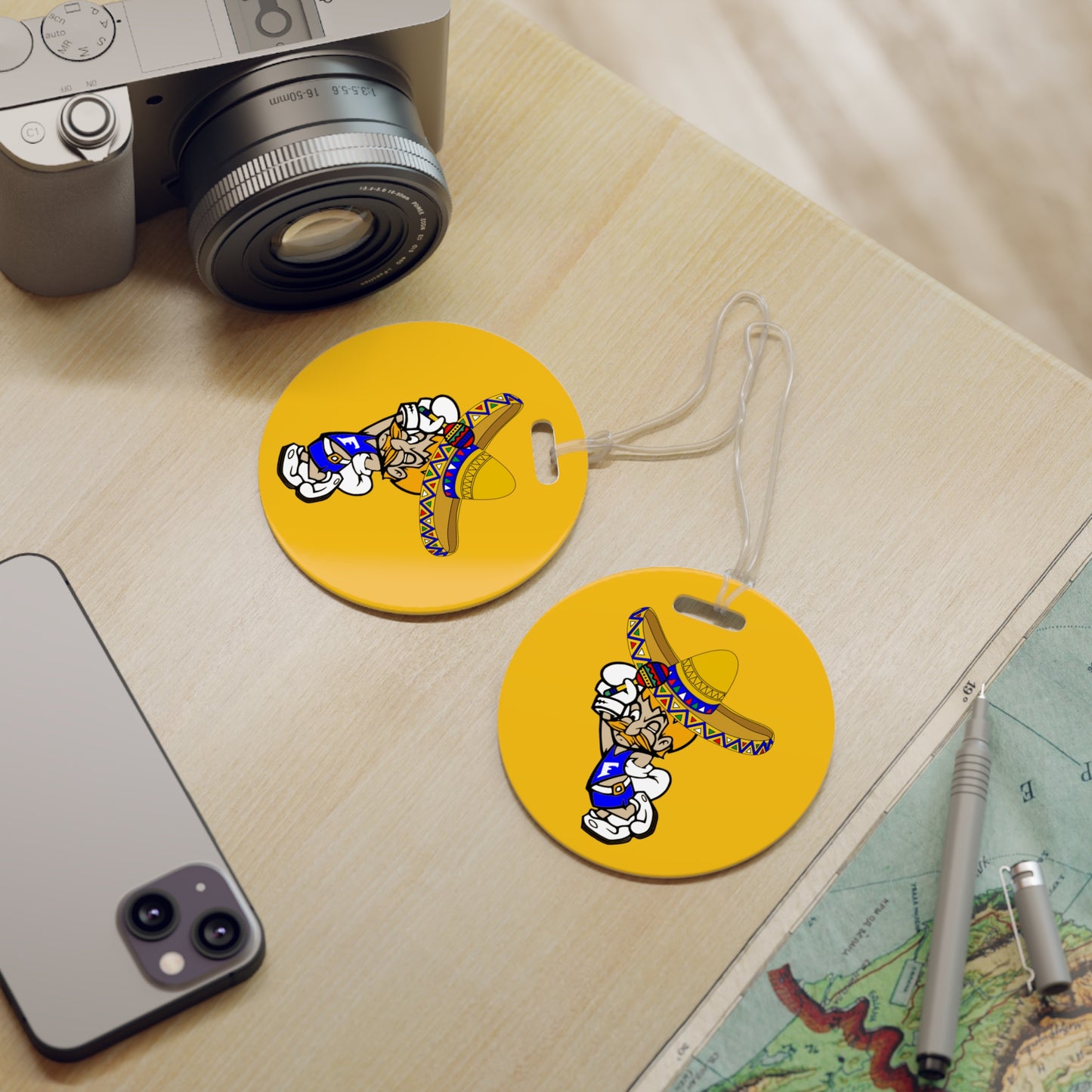 Sombrero Midget Luggage Tags - Yellow