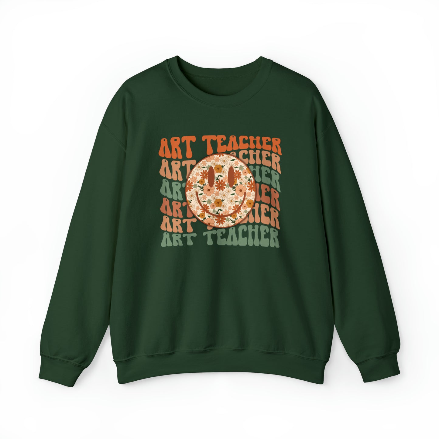 Art Teacher with Smiley Face Heavyweight Crewneck Sweatshirt