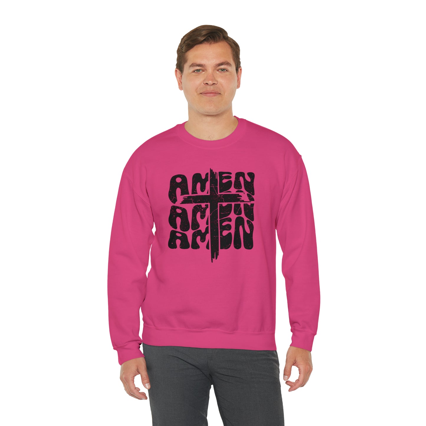 Amen Amen Amen with Cross Design Heavy Blend™ Crewneck Sweatshirt