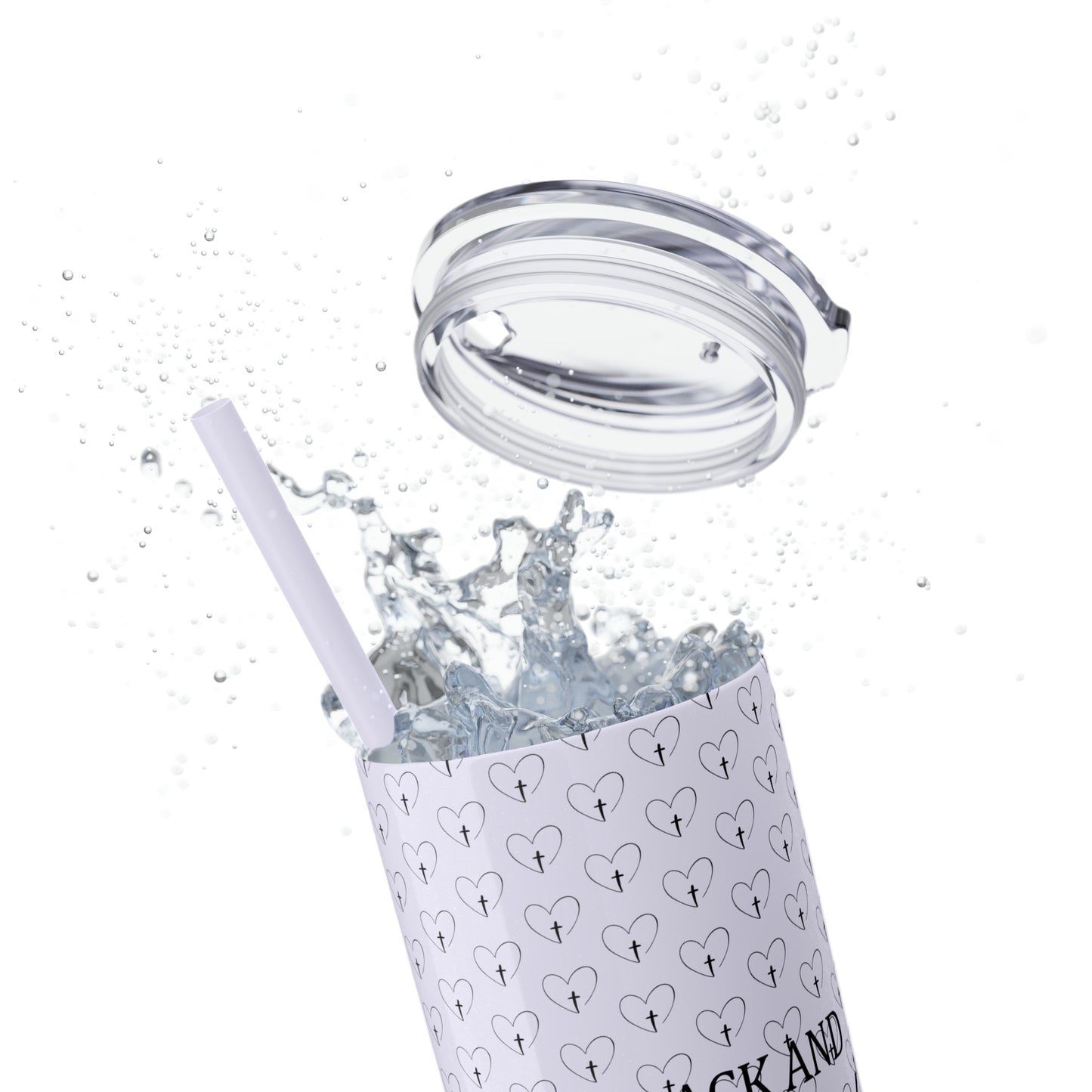 Look Back and Thank God Look Forward and Trust God Christian Skinny Tumbler with Straw, 20oz