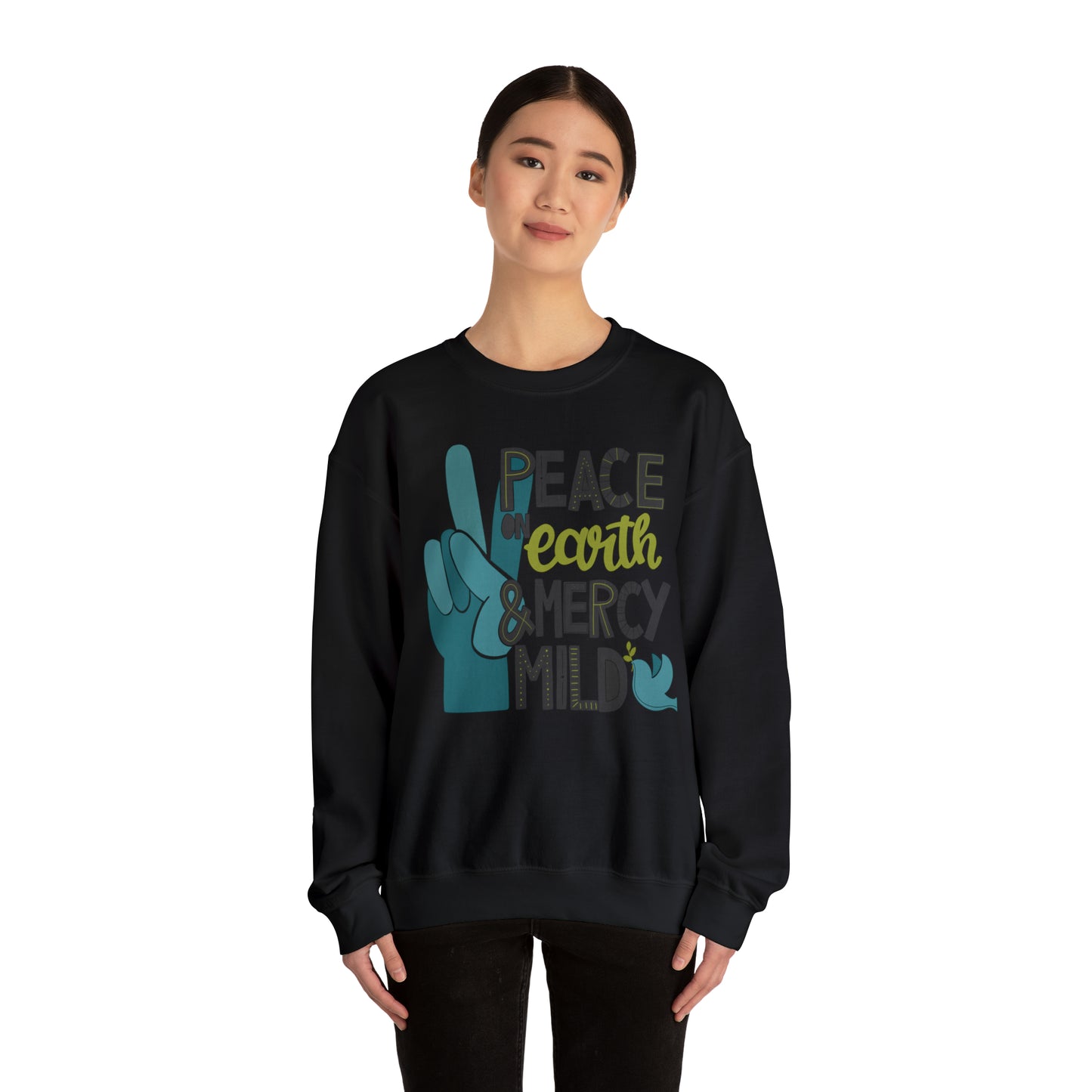 Peace on Earth and Mercy Mild Heavyweight Crewneck Sweatshirt