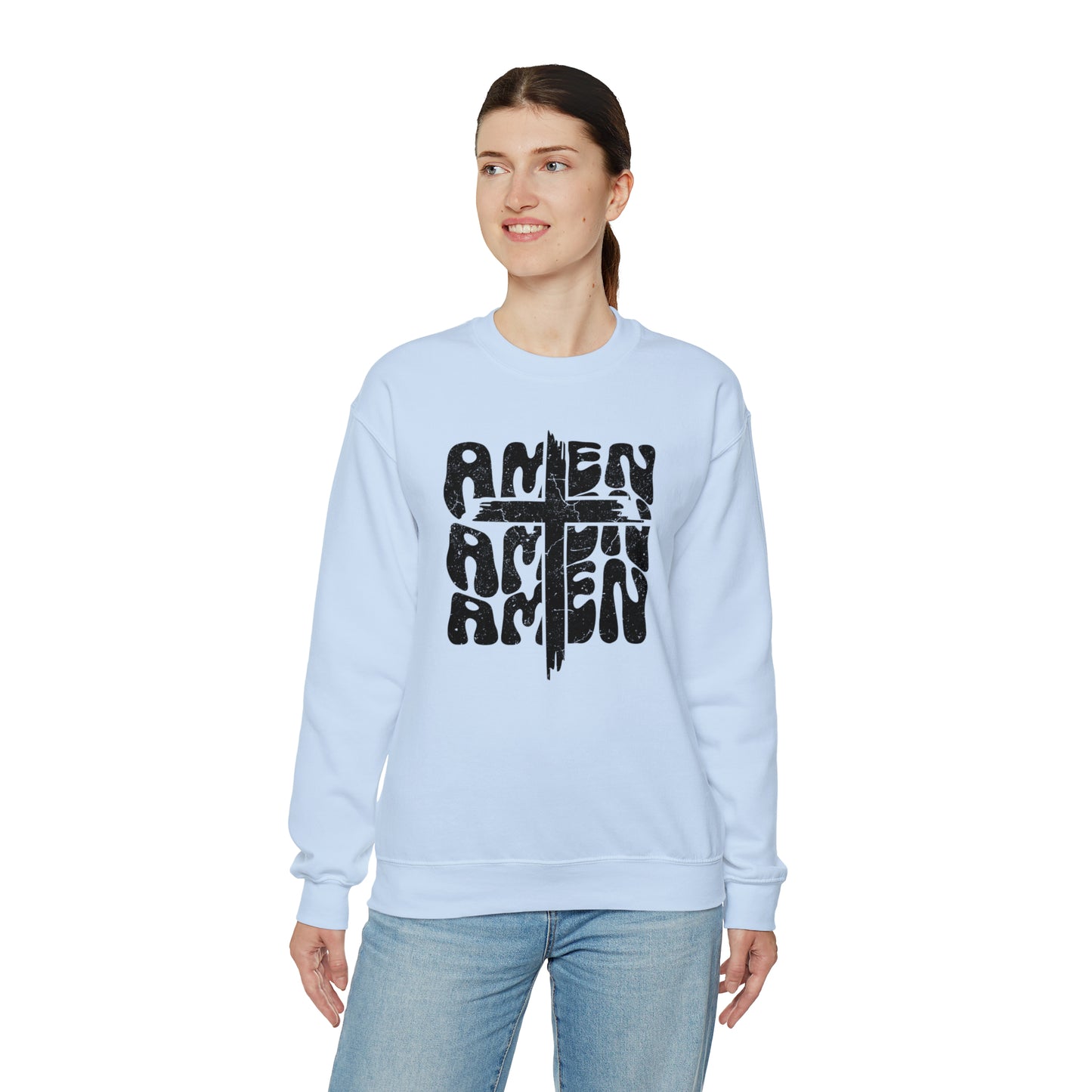 Amen Amen Amen with Cross Design Heavy Blend™ Crewneck Sweatshirt