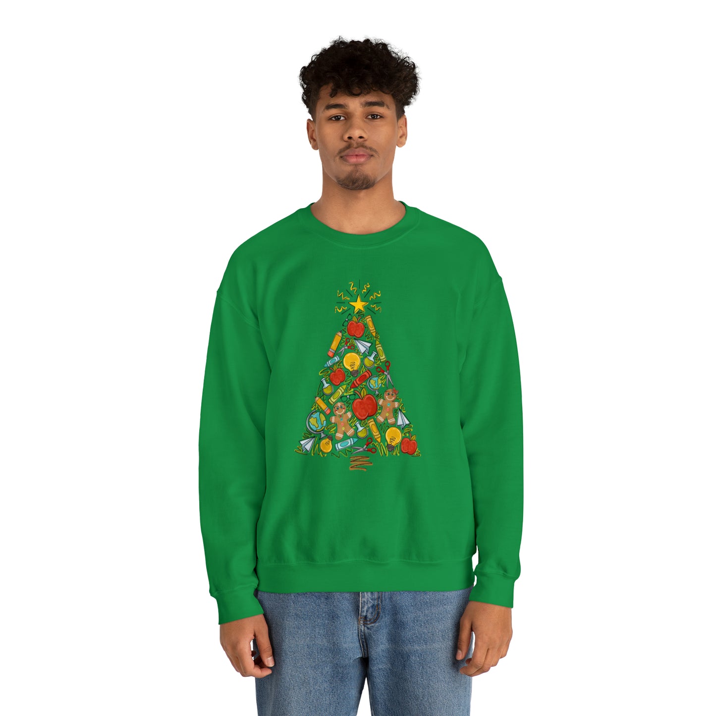Teacher Supplies Christmas Tree Heavyweight Crewneck Sweatshirt