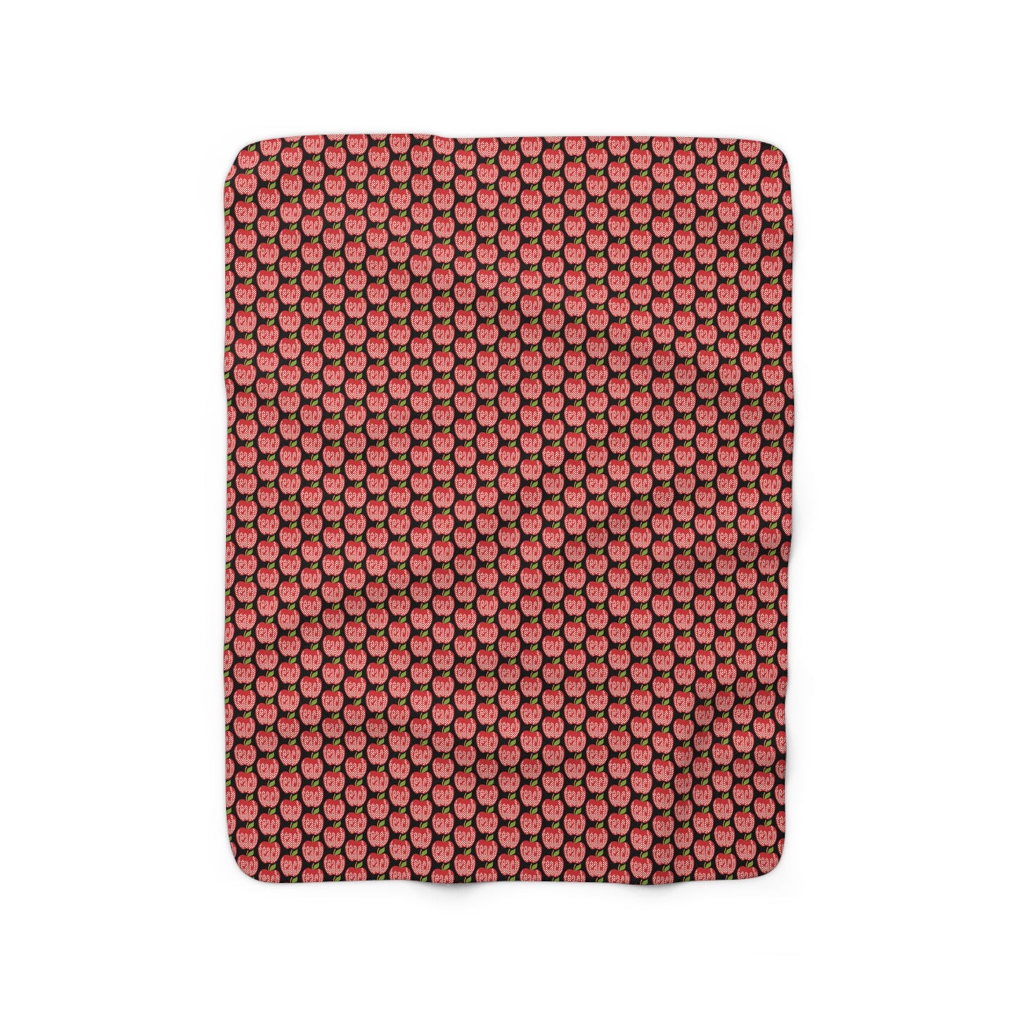 Red Apple Teach Pattern Design Sherpa Fleece Blanket