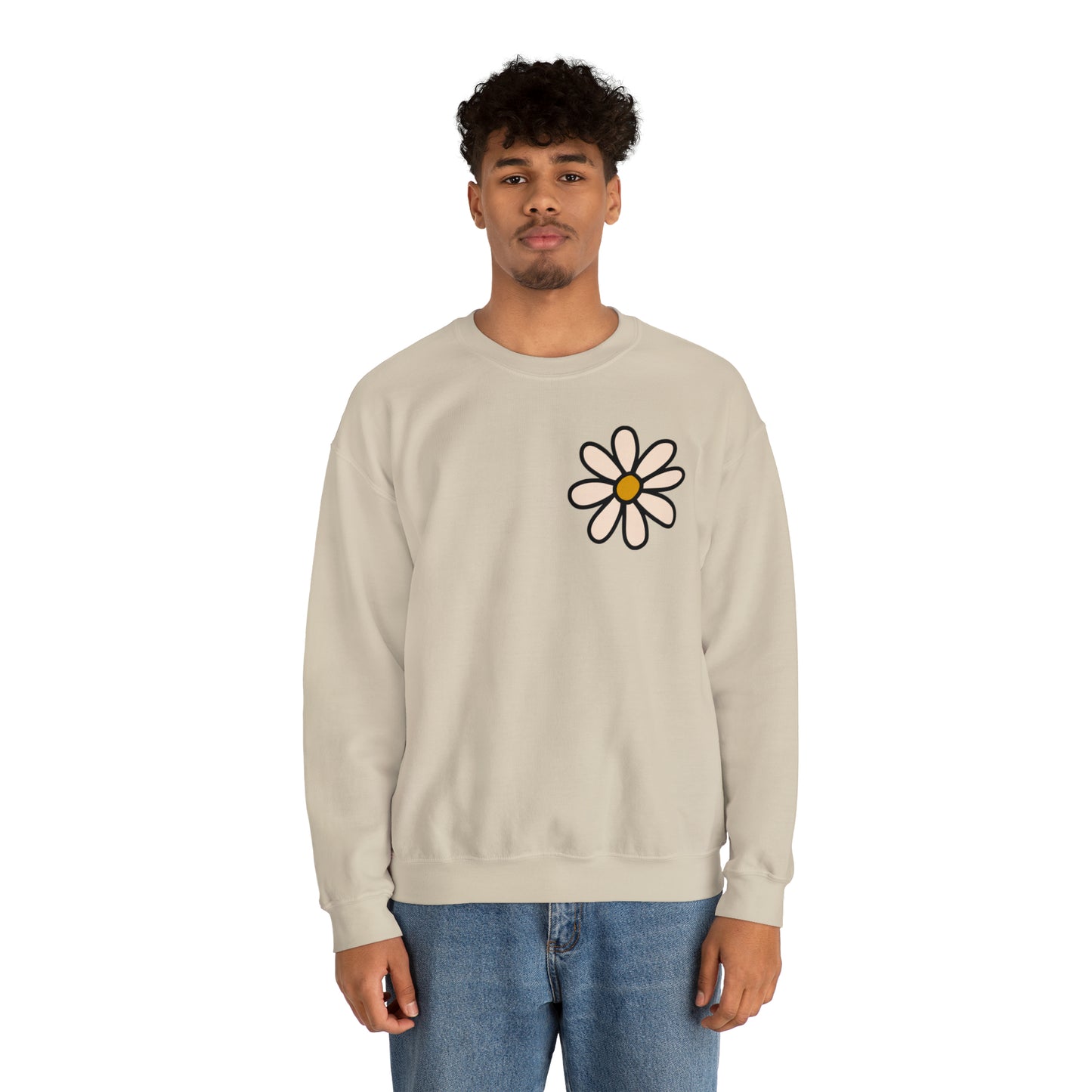 Distressed Daisy Love Like Jesus - Front and Back Design Heavy Blend™ Crewneck Sweatshirt