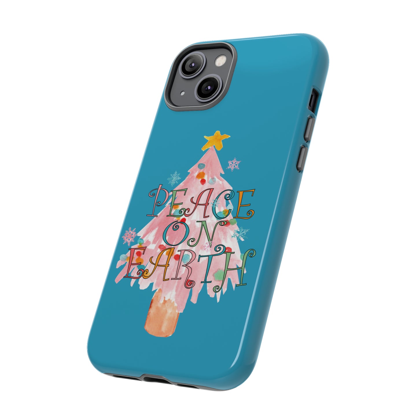 Peace on Earth Christmas/ Holiday Apple iPhone Tough Cases - Turquoise