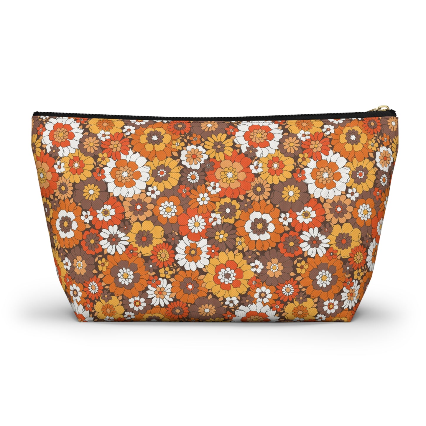 Rustic Retro Floral Print Design  Accessory Pouch w T-bottom