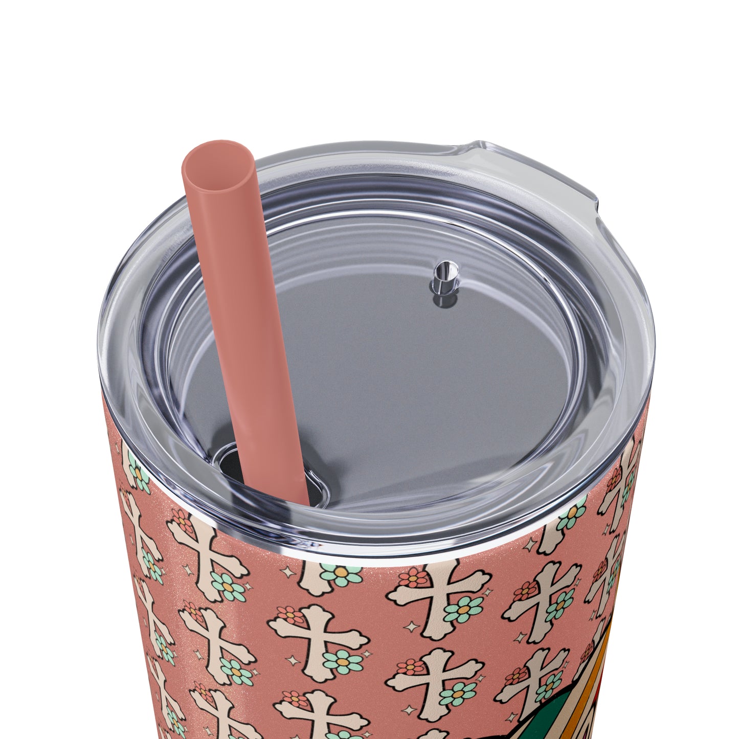 Grow in Grace with Daisy Crosses Christian Skinny Tumbler with Straw, 20oz