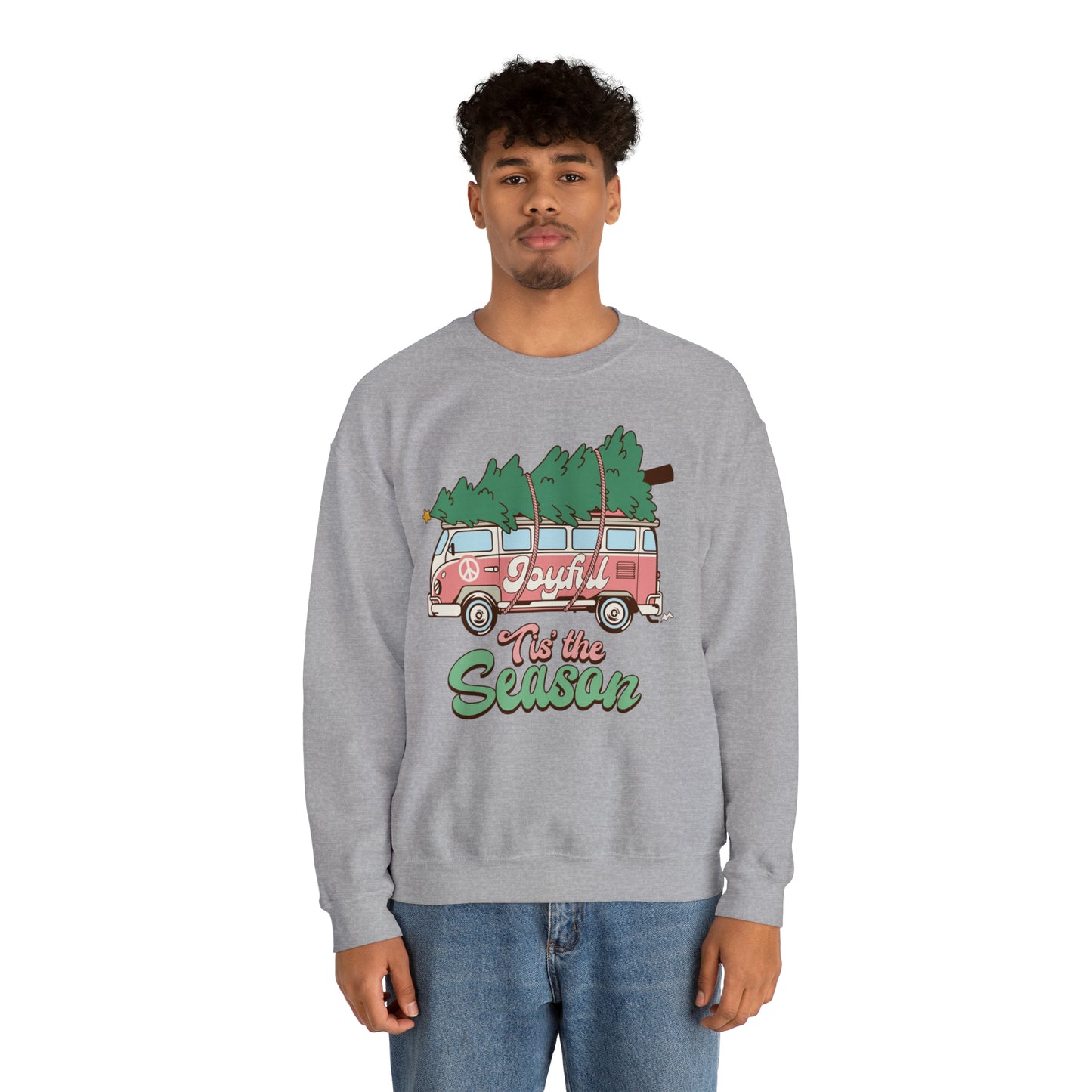 Tis the Season Retro Christmas Van Unisex Heavy Blend™ Crewneck Sweatshirt