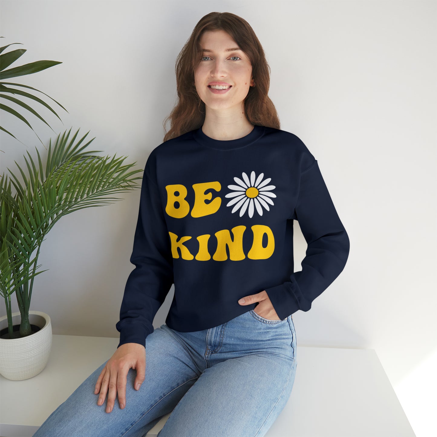 Be Kind Yellow Sunflower Unisex Heavy Blend™ Crewneck Sweatshirt