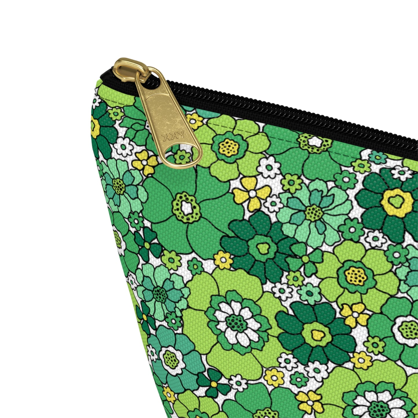 St. Patrick's Day Green Floral Print Design Accessory Pouch w T-bottom