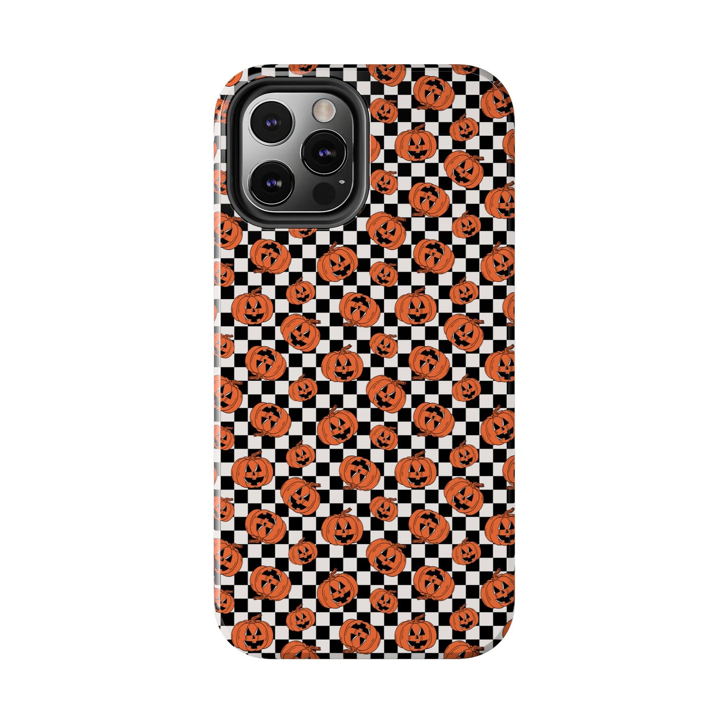 Pumpkin / Jack-O-Lantern Checkerboard Halloween/ Fall Patterned Tough Phone Cases
