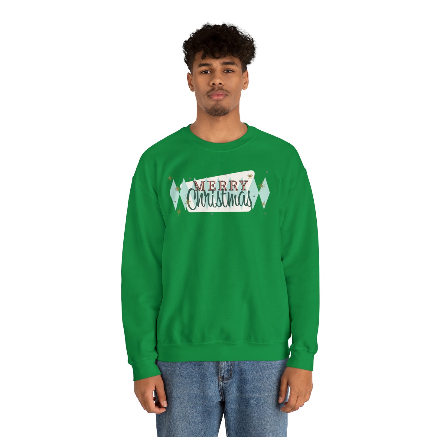 Merry Christmas Diamond Diner Pattern Holiday Unisex Heavy Blend™ Crewneck Sweatshirt