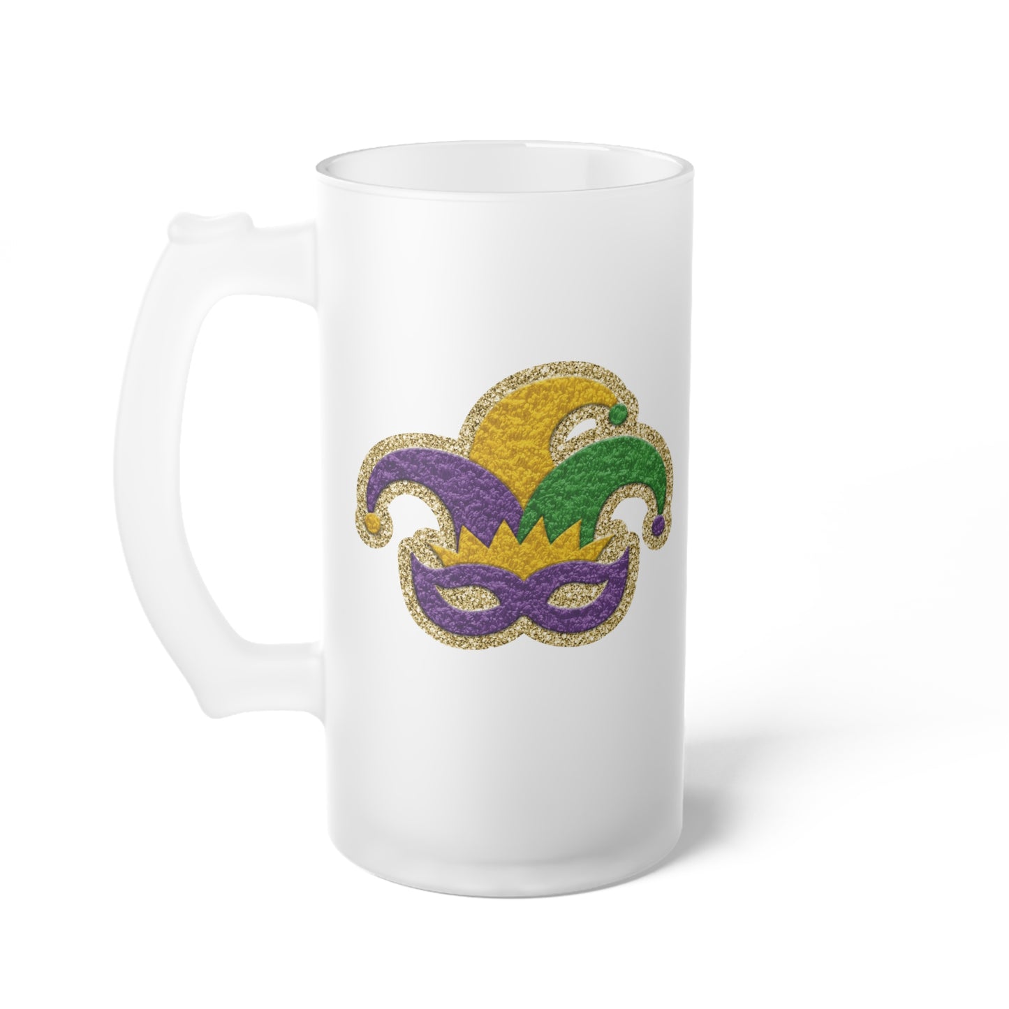 Mardi Gras New Orleans Frosted Glass Beer Mug