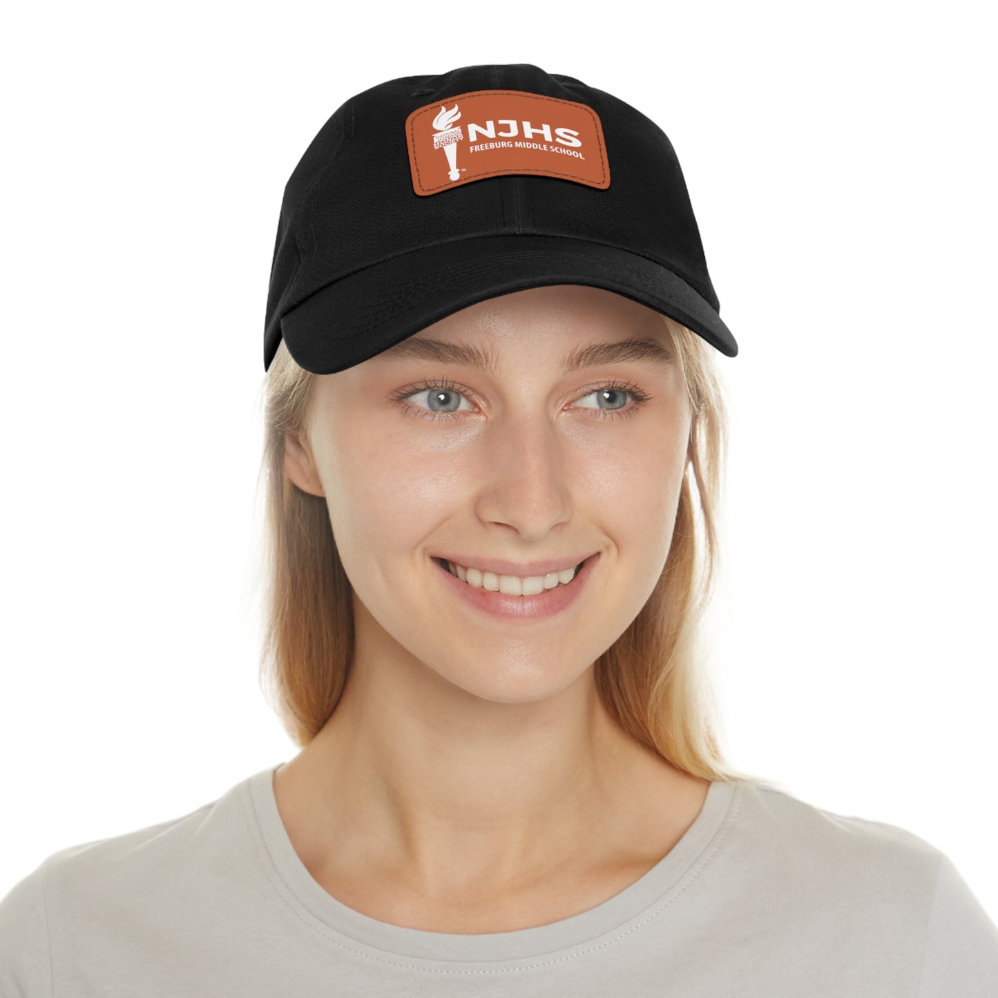 Freeburg Middle School White Torch Hat with Leather Patch