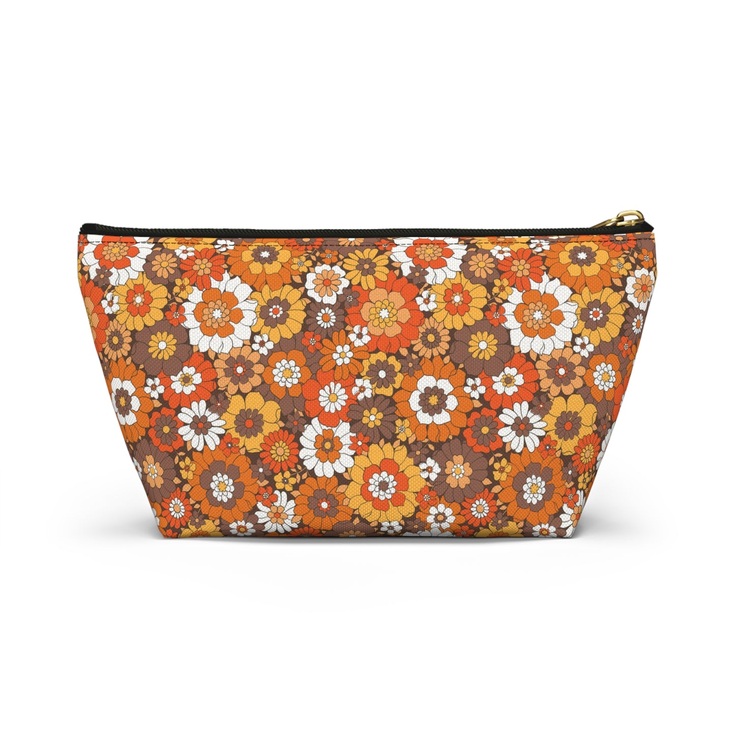 Rustic Retro Floral Print Design  Accessory Pouch w T-bottom