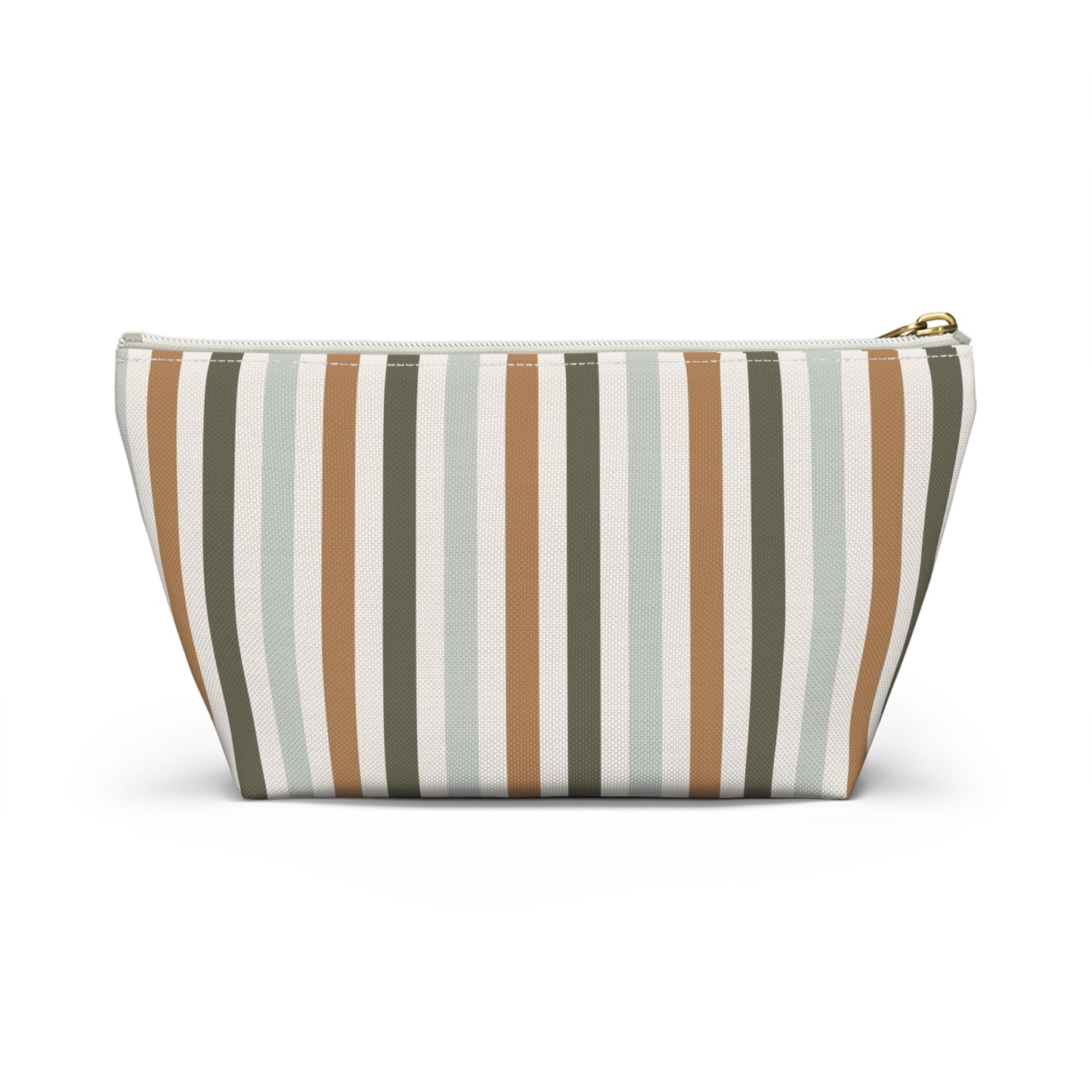 Fall Retro Brown Striped Print Design  Accessory Pouch w T-bottom