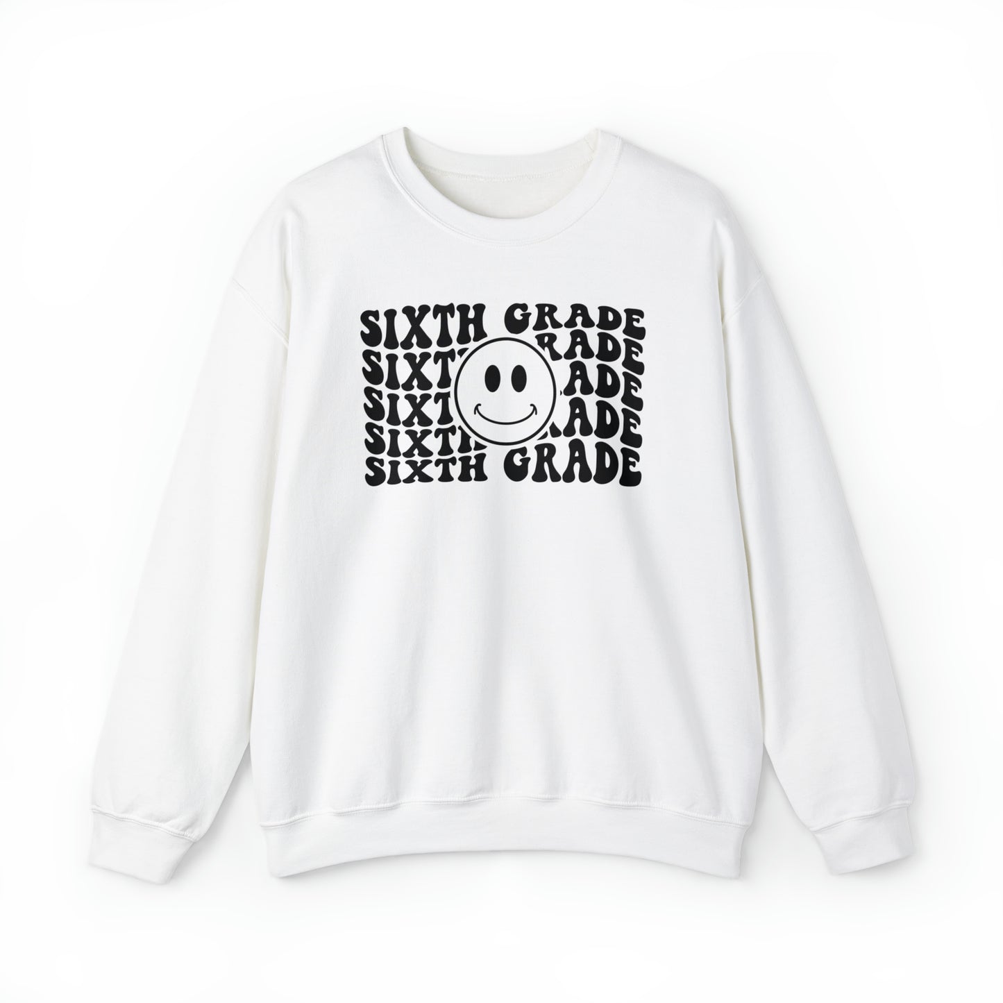 6th Grade Smiley Face Black Logo Unisex Heavy Blend™ Crewneck Sweatshirt