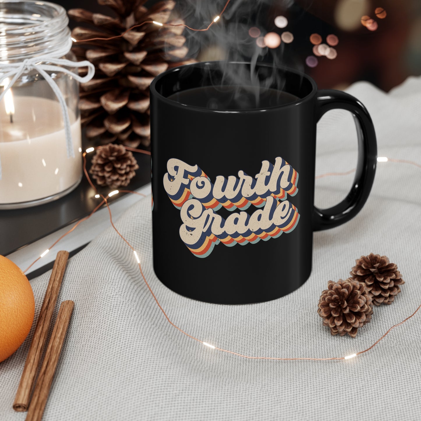 Retro Fourth Grade Crew 11oz Black Mug