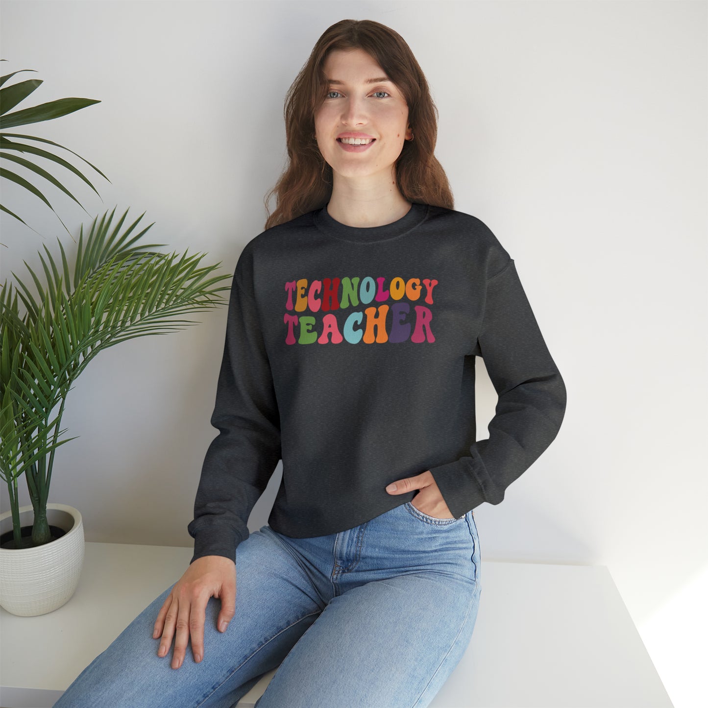Multi-Colored Technology Teacher Lined Heavyweight Crewneck Sweatshirt