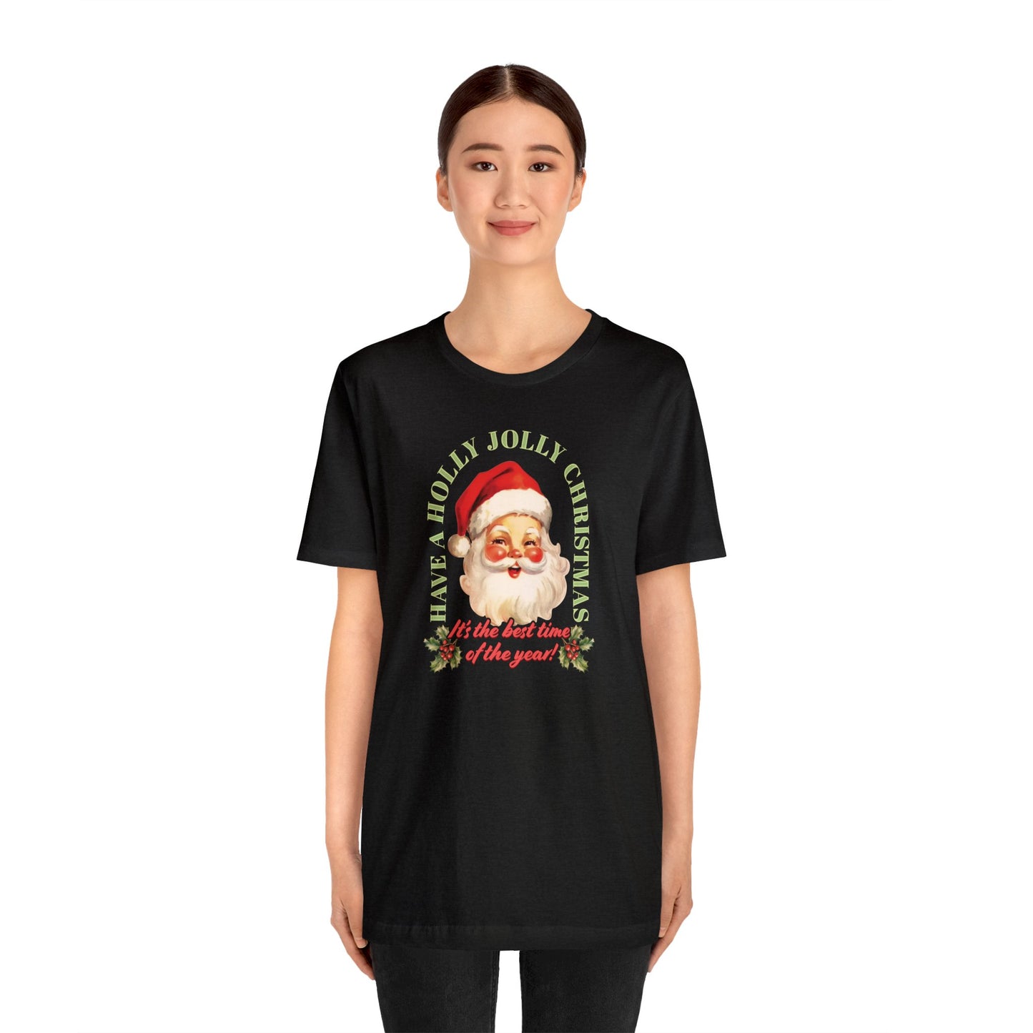 Have a Holly Jolly Christmas Arched Classic Santa Bella Jersey Short Sleeve Tee (Unisex)