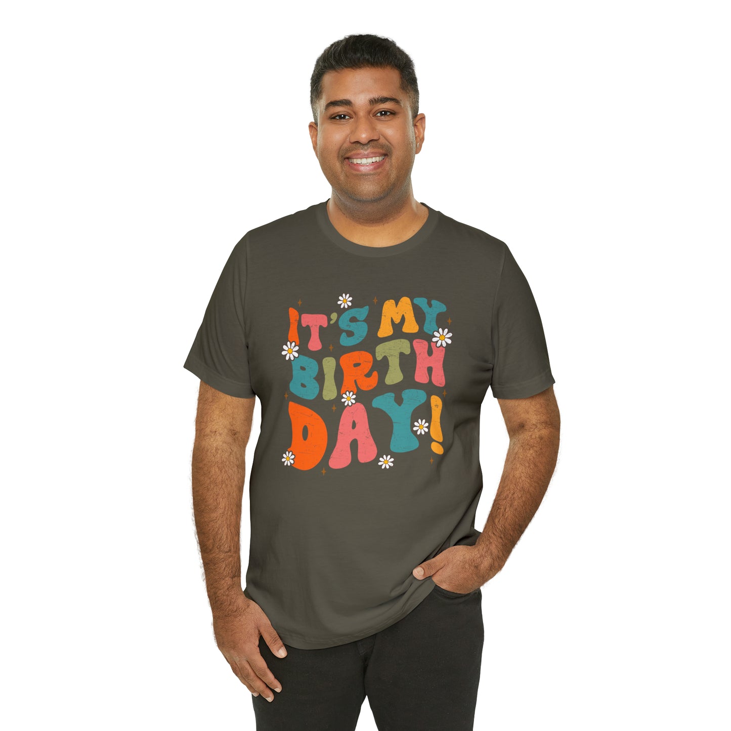 Distressed It's My Birthday Colorful Daisy T-Shirt