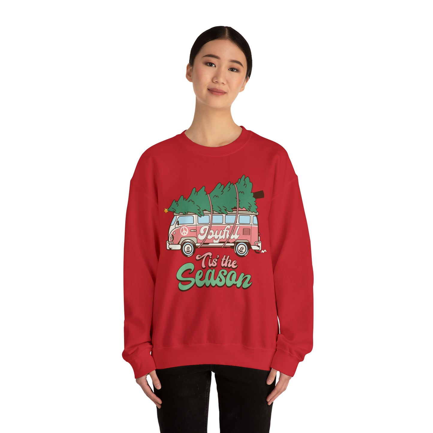 Tis the Season Retro Christmas Van Unisex Heavy Blend™ Crewneck Sweatshirt