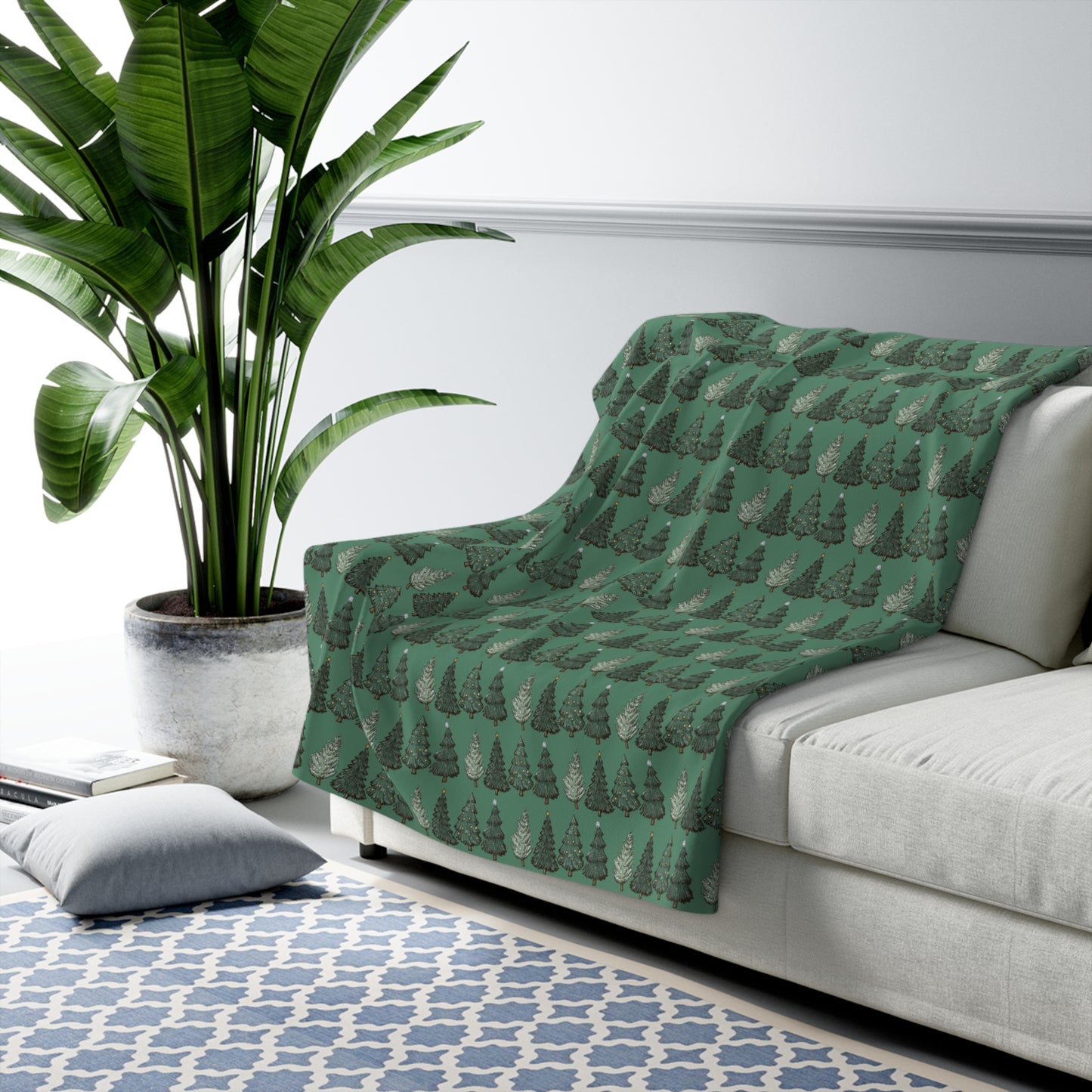 Evergreen Tree Sherpa Fleece Blanket