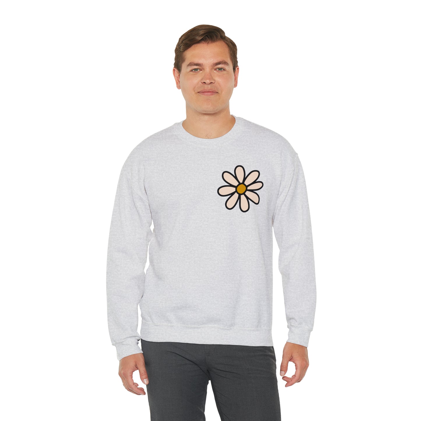 Distressed Daisy Love Like Jesus - Front and Back Design Heavy Blend™ Crewneck Sweatshirt