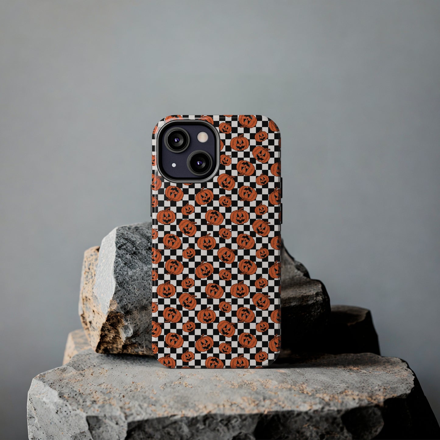 Pumpkin / Jack-O-Lantern Checkerboard Halloween/ Fall Patterned Tough Phone Cases