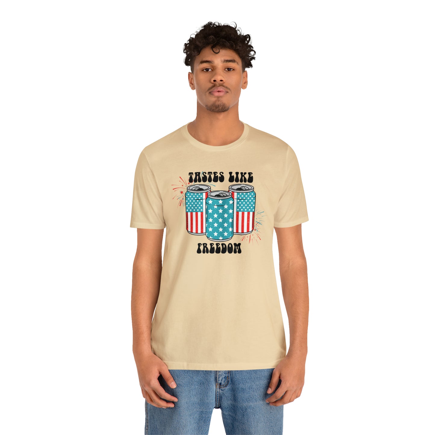 American USA Tastes Like Freedom Beverage Can Unisex Jersey Short Sleeve Tee