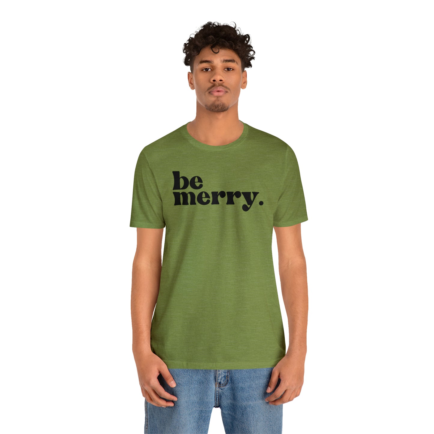Be Merry Christmas/ Holiday Bella Jersey Short Sleeve Tee (Unisex)
