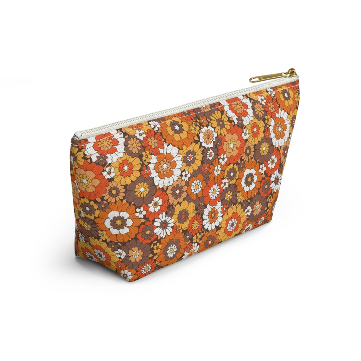 Rustic Retro Floral Print Design  Accessory Pouch w T-bottom
