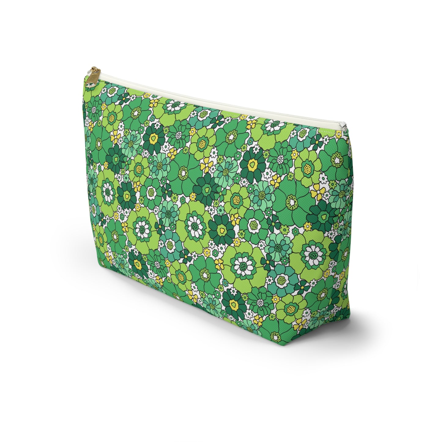 St. Patrick's Day Green Floral Print Design Accessory Pouch w T-bottom