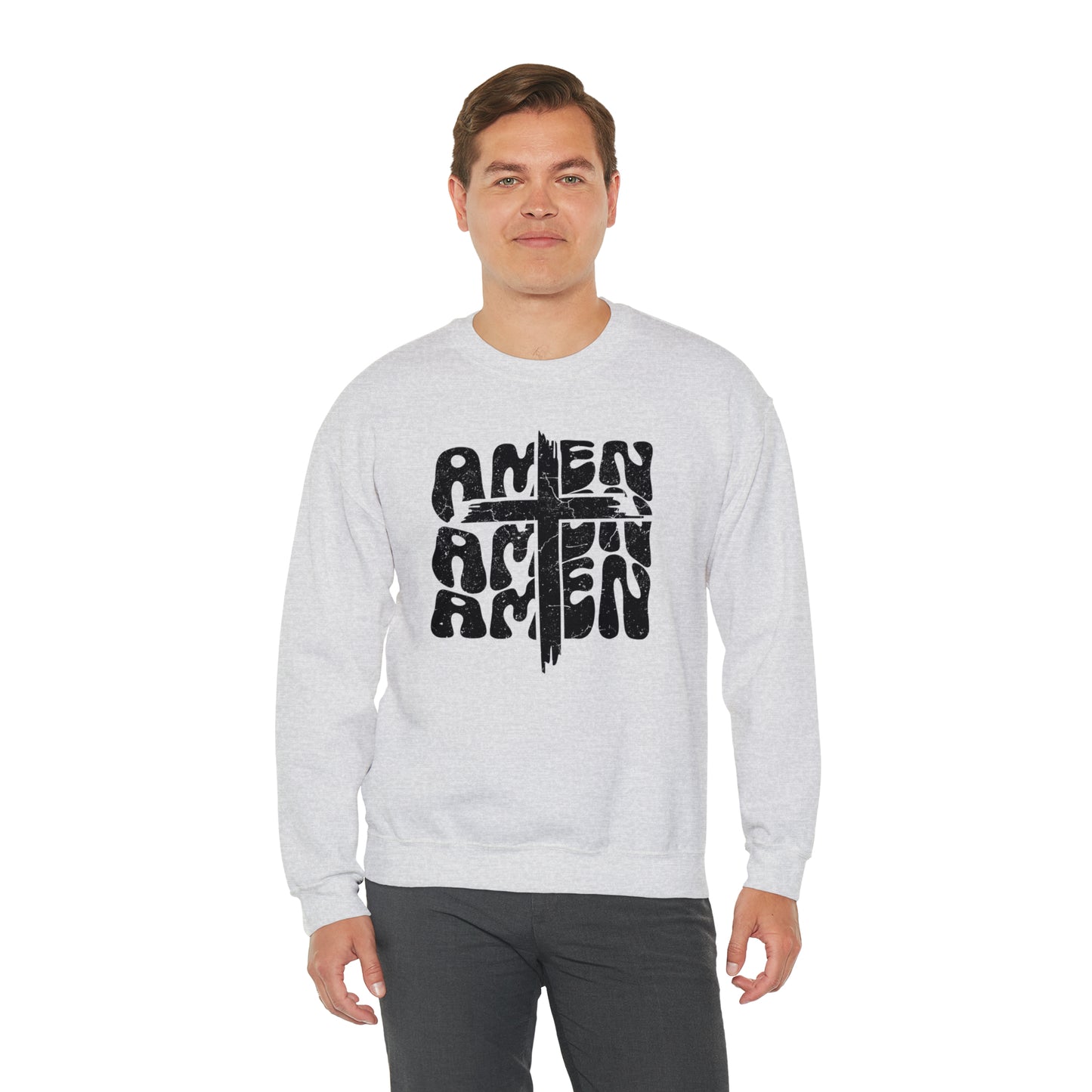 Amen Amen Amen with Cross Design Heavy Blend™ Crewneck Sweatshirt