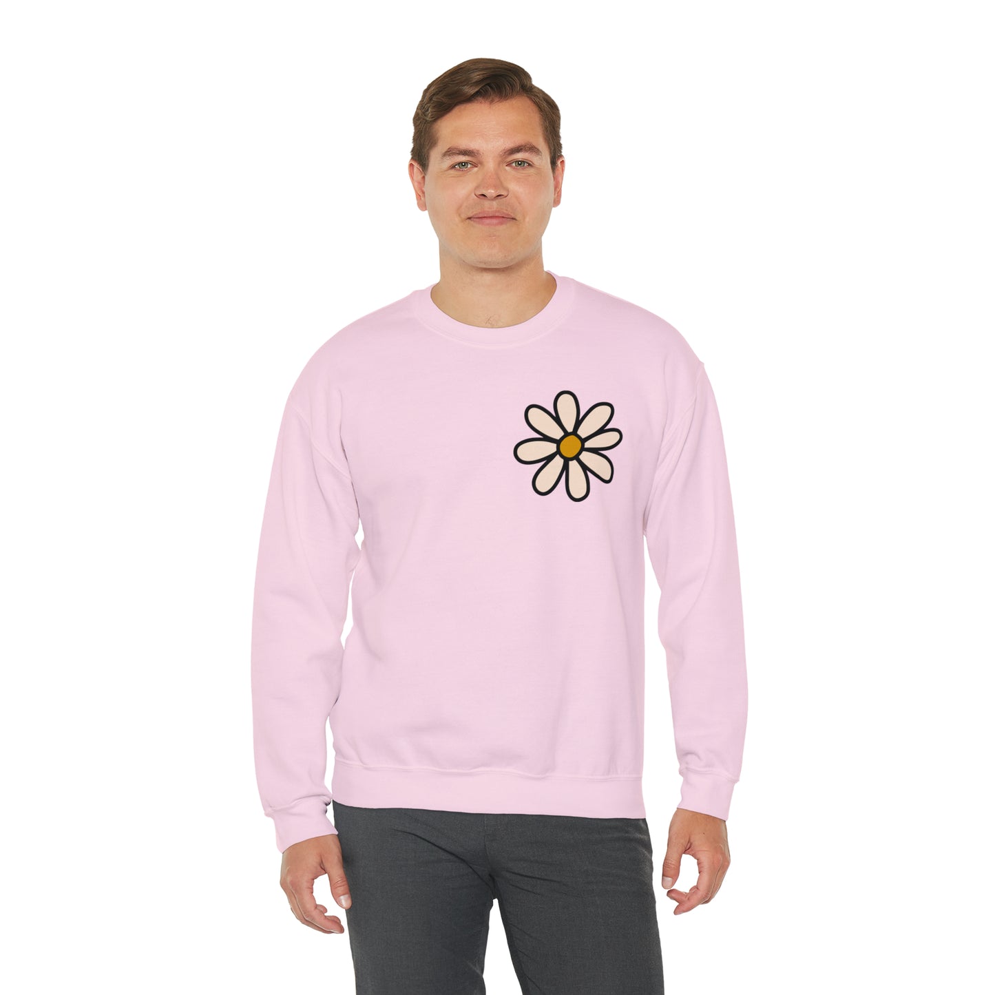Distressed Daisy Love Like Jesus - Front and Back Design Heavy Blend™ Crewneck Sweatshirt