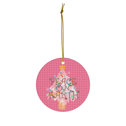 Peace on Earth Christmas Holiday Ceramic Ornament