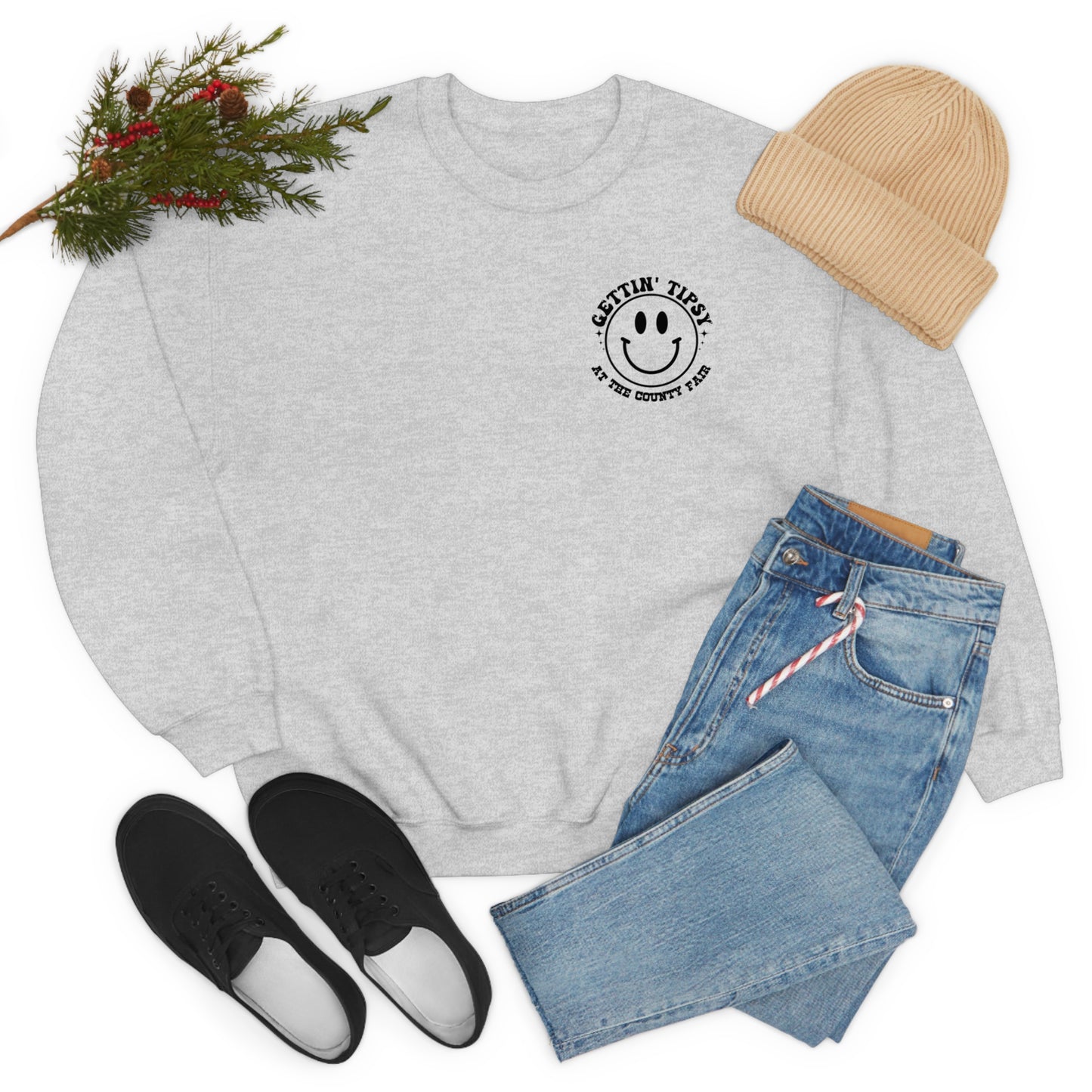 "Gettin' Tipsy at the County Fair" (Front & Back Design) - Unisex Heavy Blend™ Crewneck Sweatshirt