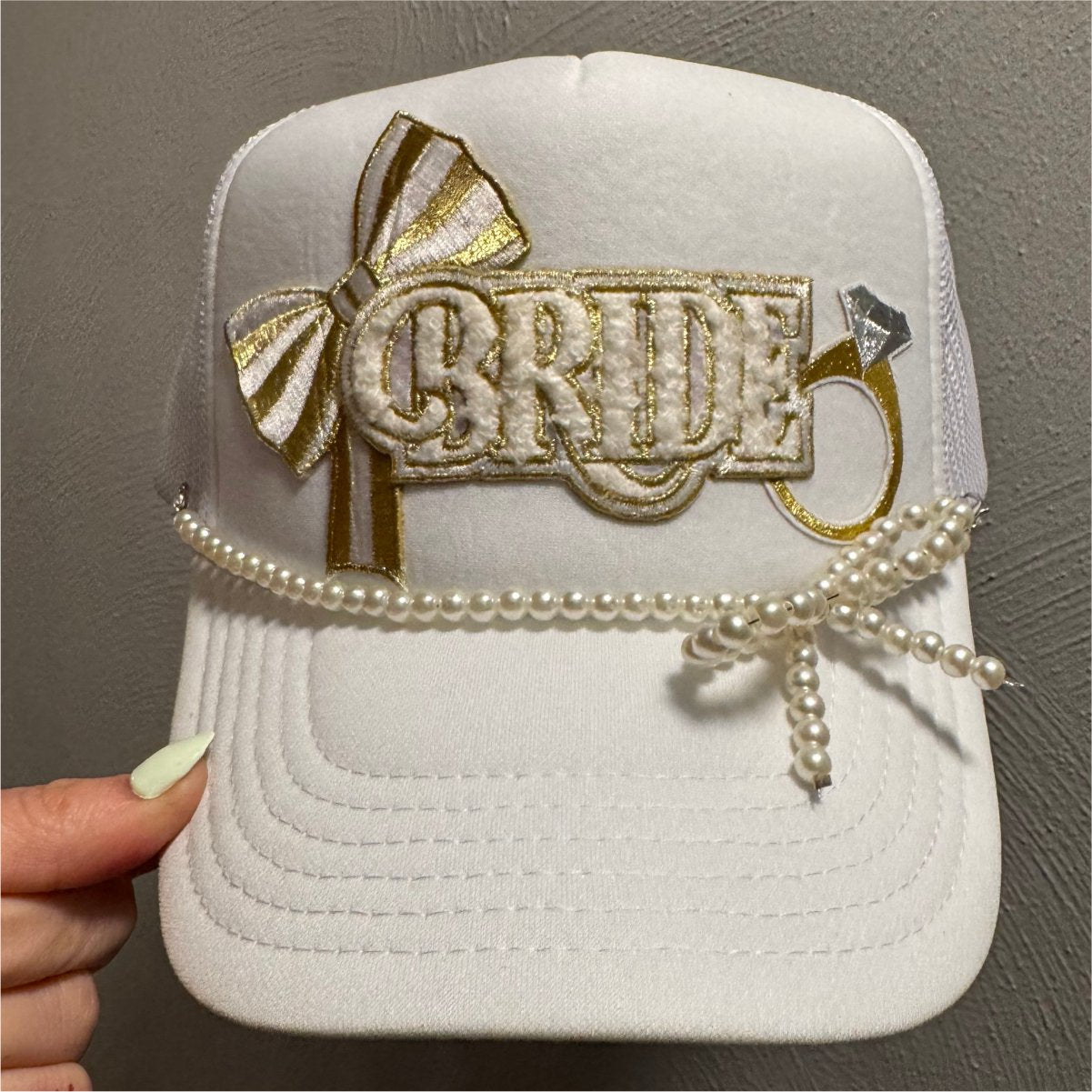 Golden Bow Bride Collage Trucker Hat