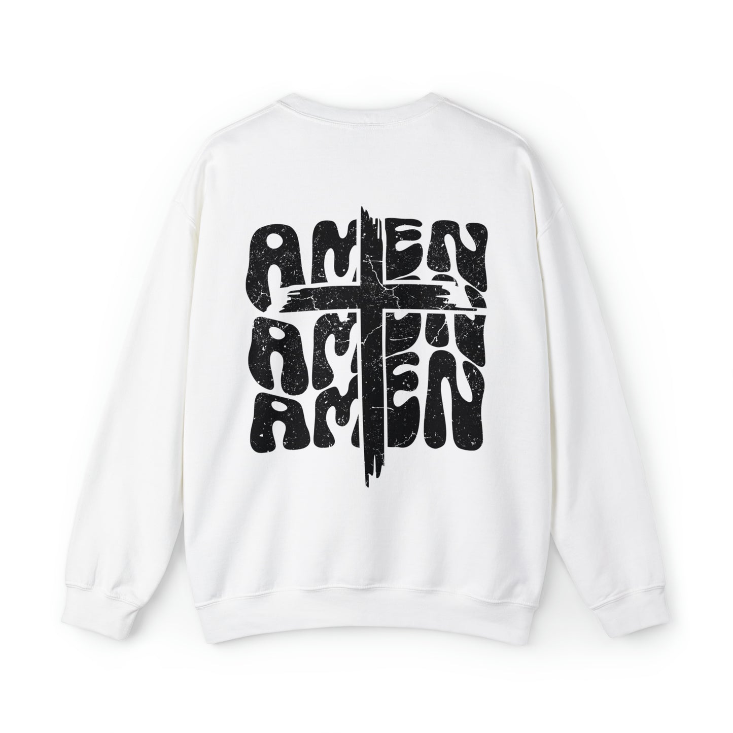 Amen Amen Amen with Cross Front and Back Design Heavy Blend™ Crewneck Sweatshirt