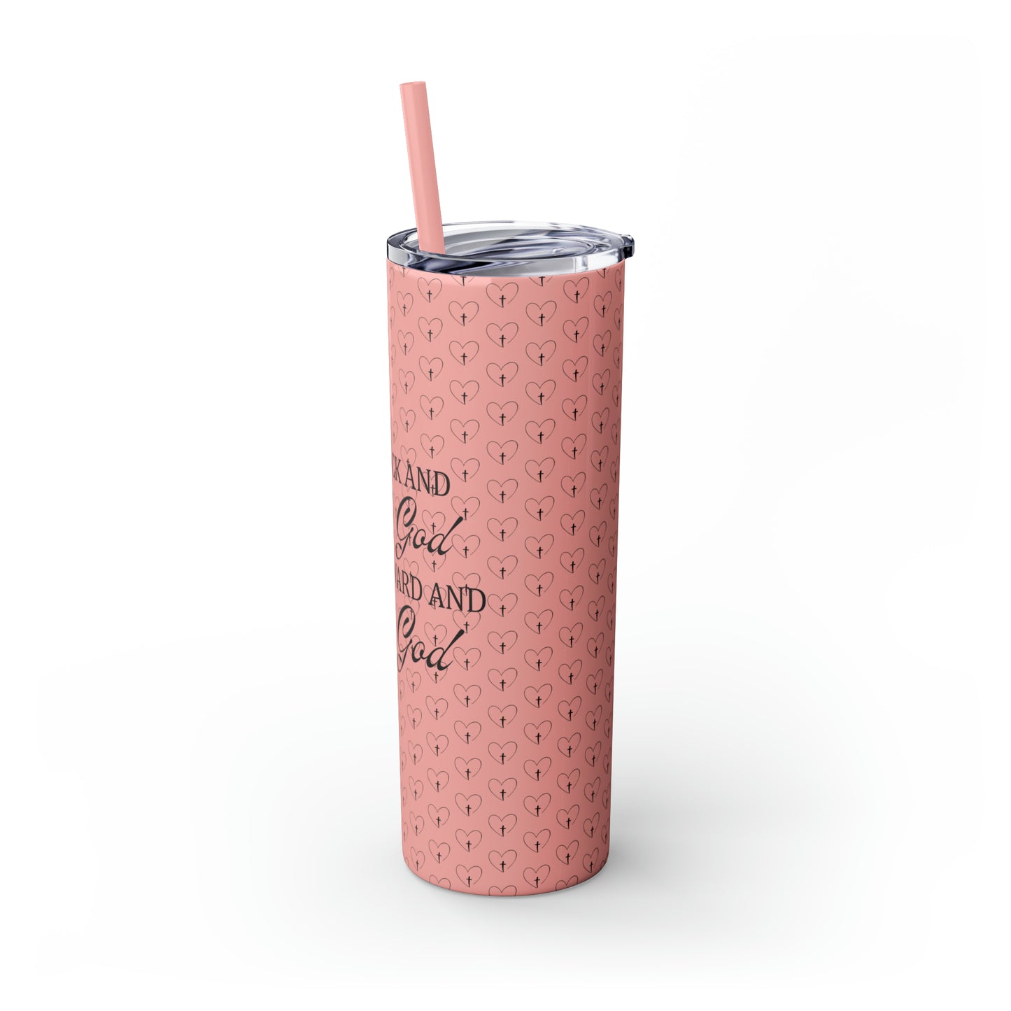 Look Back and Thank God Look Forward and Trust God Christian Skinny Tumbler with Straw, 20oz