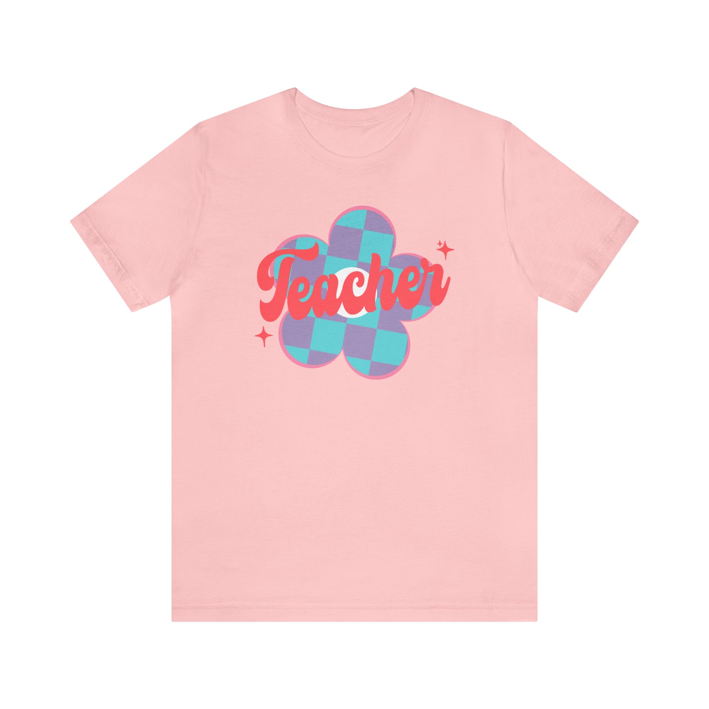 Purple and Blue Plaid Daisey Teacher T-Shirt